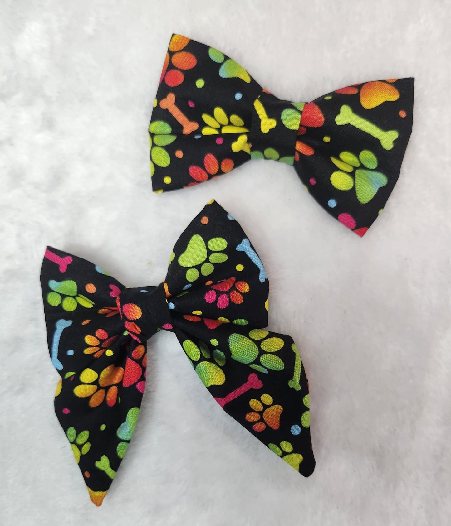 Multicolor Paws Bow